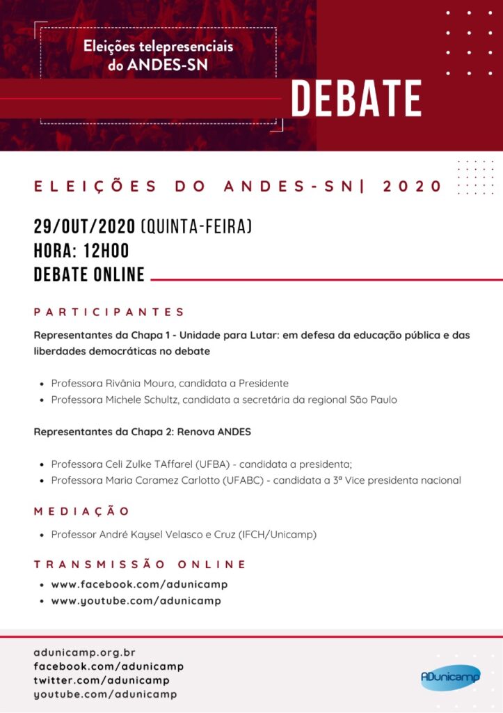 andes2020 — ELEIÇÕES DO ANDES-SN 2020 | DEBATE — ADunicamp